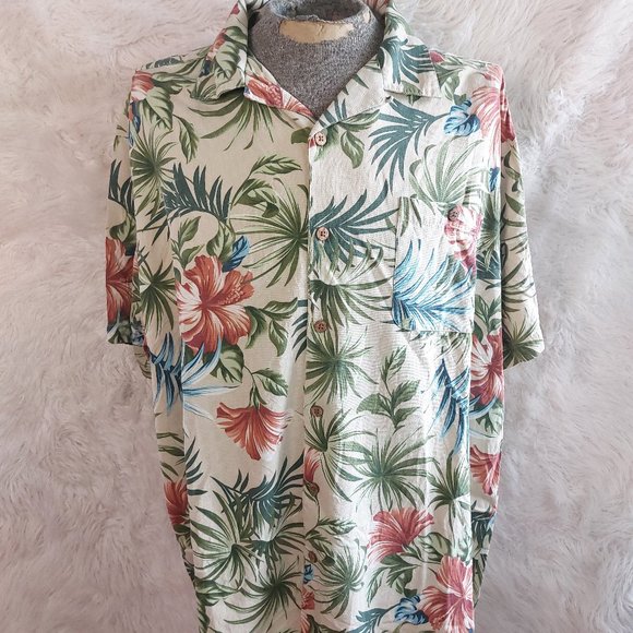 Signature Carrington Men's 100% Silk Tropical Floral Hawaiian Shirt 3XL - Picture 1 of 7